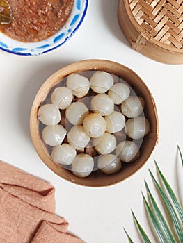 Cilok. It is anÂ IndonesianÂ ball shapedÂ dumplingÂ made fromÂ aciÂ or tapioca starch.